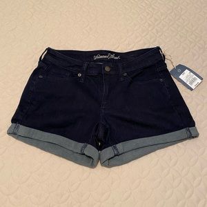 NET dark wash jean shorts